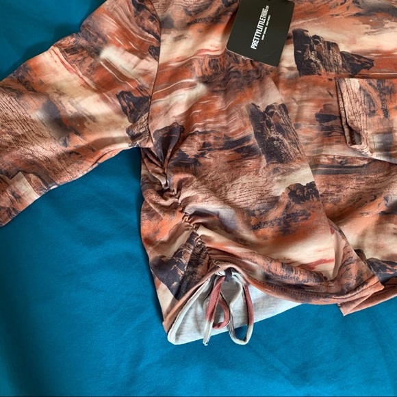 plt brown desert tie ruched top - Picture 4 of 6